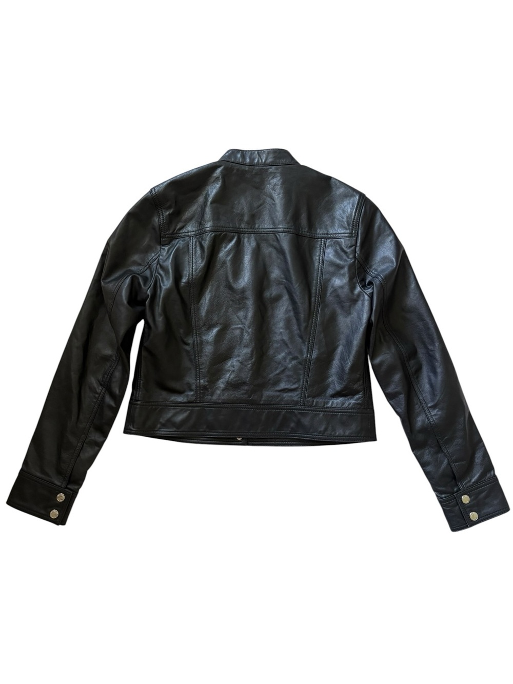 Michael Kors Real Lambskin Leather Moto Biker Jacket Size Small S Black - Picture 4 of 15